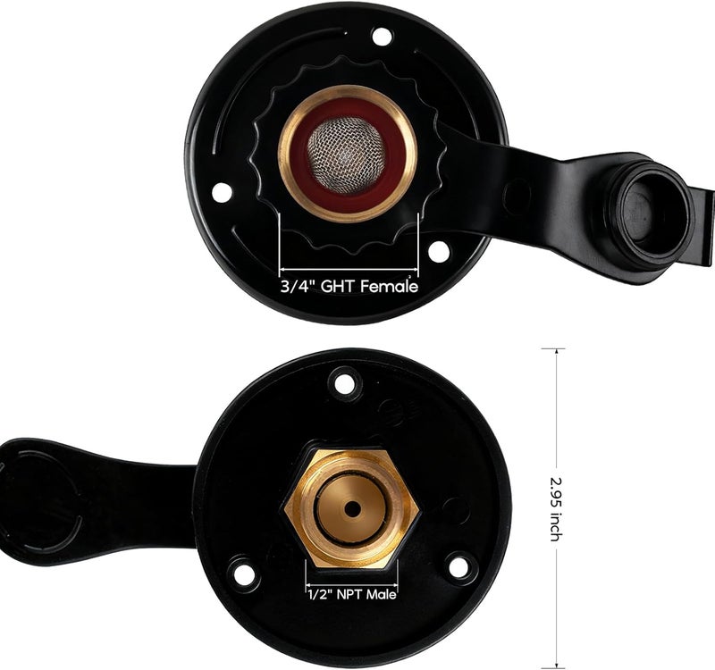 WOGOON RV City Water Inlet With Check Valve - Lead-Free Brass 3/4 NH Female to 1/2 NPT Male Connection, Ideal RV Water Fill Replacement Flange - Image 4